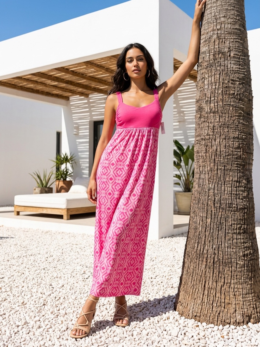 FRESH PRODUCE PINK SUMMER BREEZE LIGHTWEIGHT RESORT STYLE DRESS SZ M